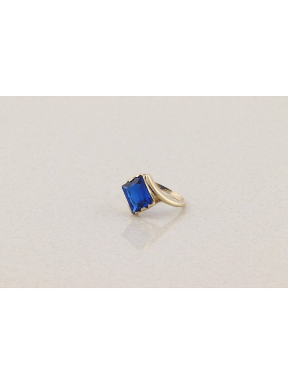 10k Yellow Gold 3 Carat Lab Created Blue Sapphire Ring Size 7 - Picture 5 of 7